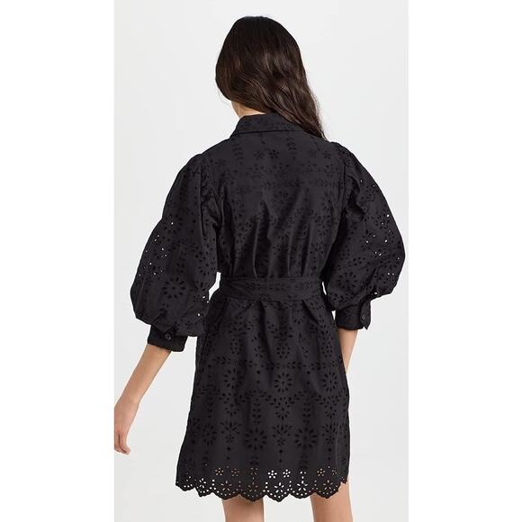 NWT Scotch & Soda Puff Sleeve Eyelet Tie Belt Cotton Mini Dress Size 6 - Picture 5 of 5